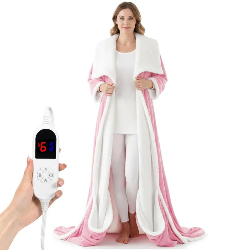 Wearable Heated Blanket Robe with Sleeves, Pockets and Soft White Lining [YQT:AS-261004-007:88111ee582ab8ba0]