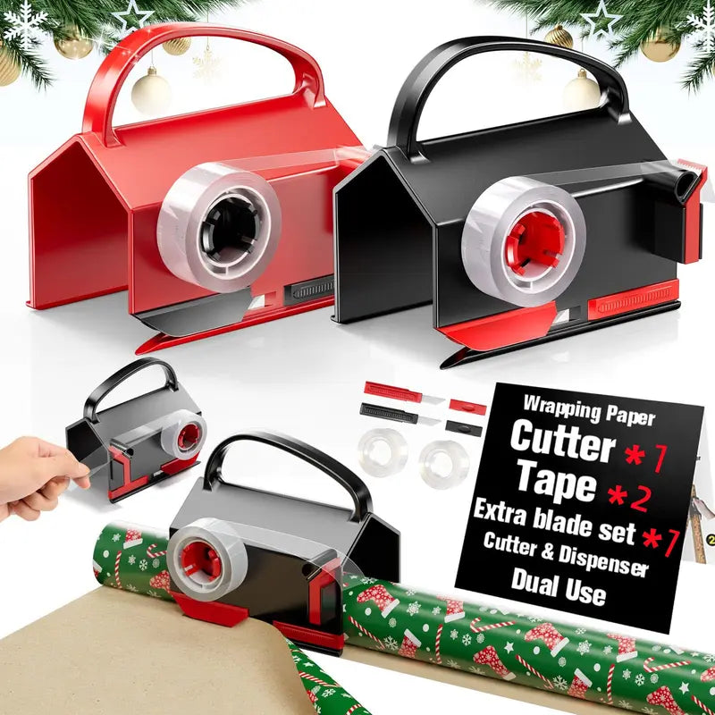 Dual Use Wrapping Paper Cutter and Tape Dispenser with Carry Handle [YQT:AS-261004-005:9268e5f15086ce65]