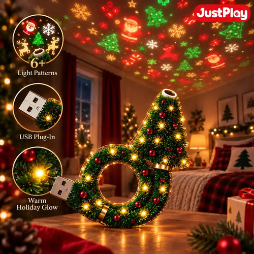 Christmas Tree and Wreath USB LED Projector Night Light with Holiday Patterns [YQT:AS-261004-003:7ca586546d6d5dae]