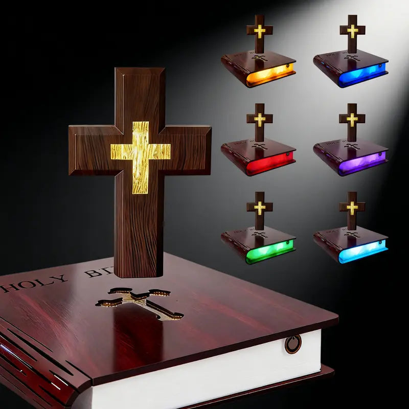 Floating Cross LED Decorative Light with Bible Style or Starry Base [YQT:AS-261004-010:59720b44b27b281e]