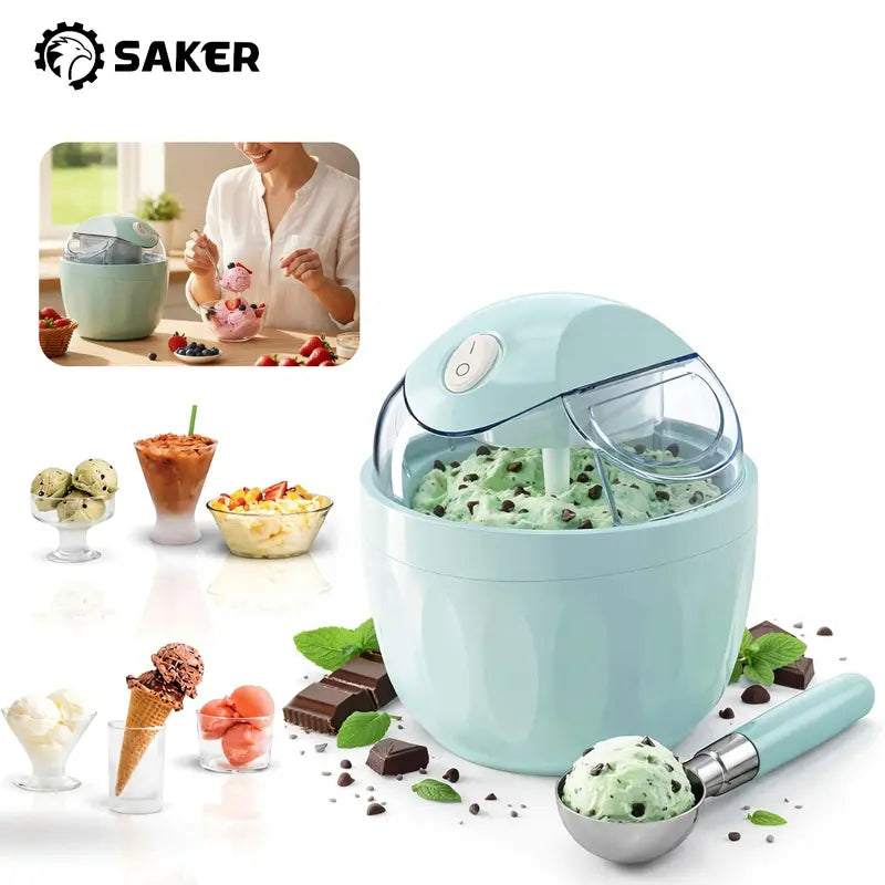 Mini Electric Ice Cream Maker with One-Touch Operation in Pastel Colors [YQT:AS-261004-001:d820c3ea8c1ebf2f]
