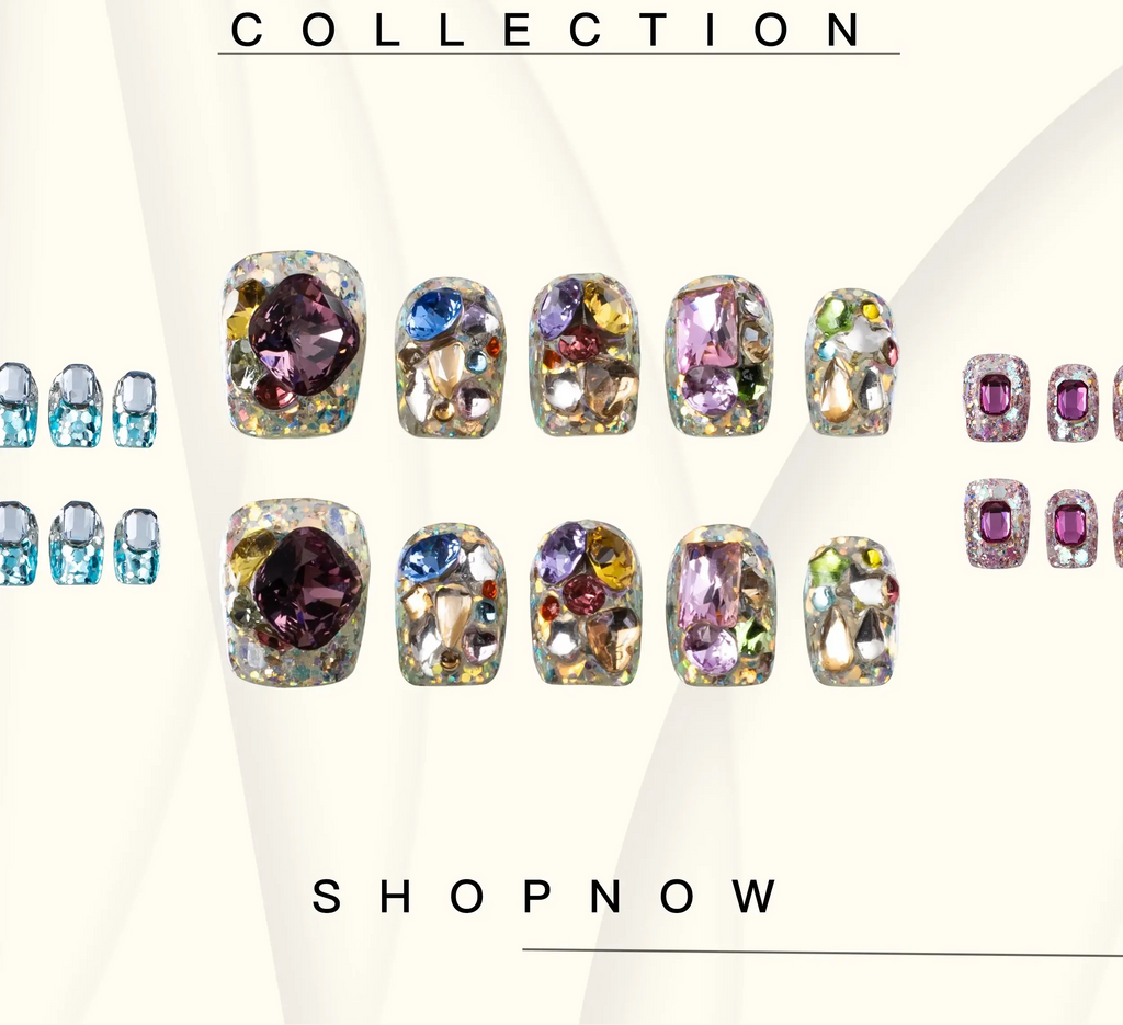 10-Piece Short Square Press-On Nails with Sparkly Rhinestones and 3D Designs [YQT:ULO-260918-004:3e4a61f3a74dbbaa]