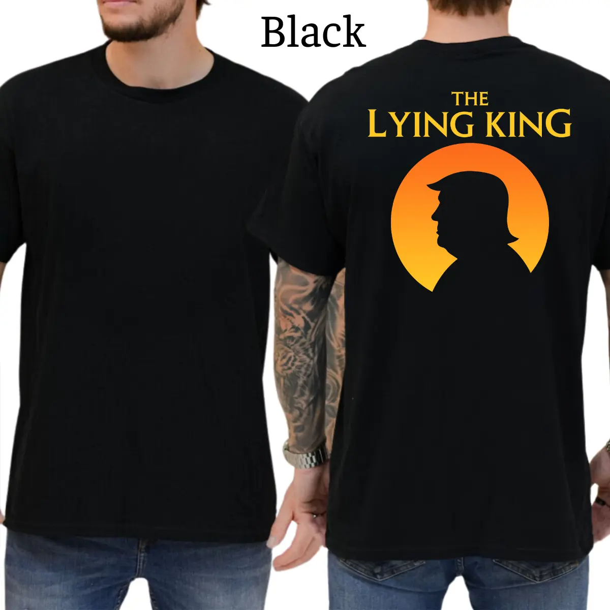 The Lying King Silhouette Graphic T-Shirt with Sunset Circle Back Design