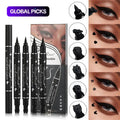 Black Double-Ended Liquid Eyeliner Pen Set with Decorative Makeup Stamps [YQT:AS-261011-002:107389ae8b07cf78]