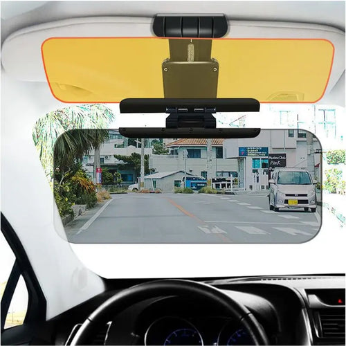 2-in-1 Car Sun Visor with Yellow and Gray Panels and Adjustable Clip [YQT:AS-261009-002:a96efb75645f31e0]