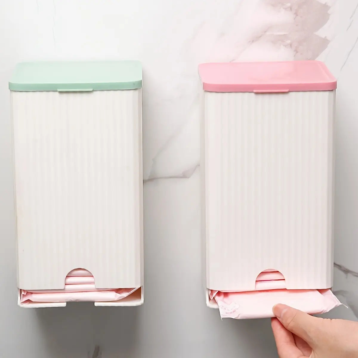 Wall-Mounted Sanitary Napkin Storage Box with Pastel Lid and Bottom Opening [YQT:AS-261008-006:86ddc48e80e4a17a]