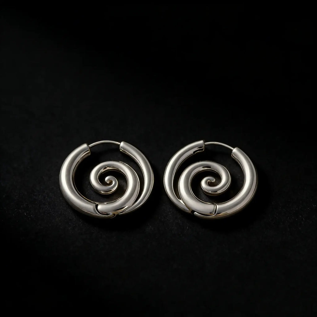 Stainless Steel Spiral Hoop Earrings in Gold and Silver Tones [YQT:ULO-260917-006:8298782ae009af4d]