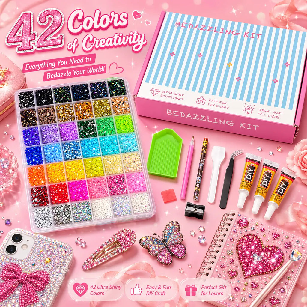 Round Glitter Rhinestone Bedazzling Kit for Nail Art and DIY Crafts [YQT:ULO-260920-004:a649f62896e00a0d]