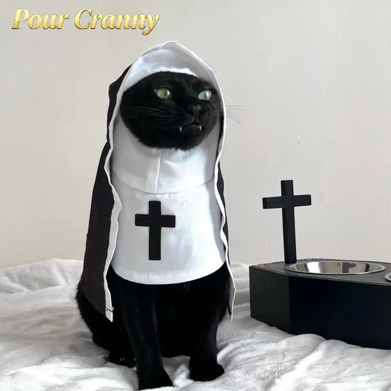 Black and White Hooded Nun Costume for Cats and Small to Medium Dogs [YQT:AS-261006-002:d331d76720512c71]