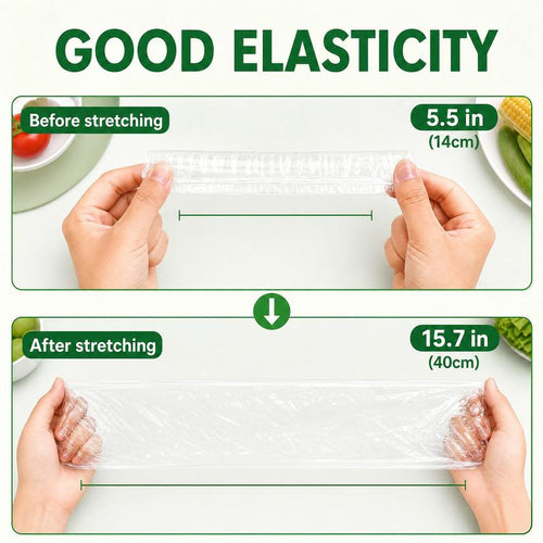 100 Piece Clear Elastic Food Covers for Bowls, Plates and Cut Fruit [YQT:AS-260930-001:b346f78b15fd1dd2]