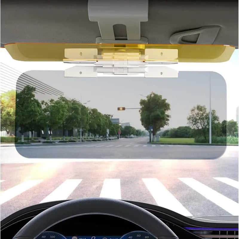 2-in-1 Car Sun Visor with Yellow and Gray Panels and Adjustable Clip [YQT:AS-261009-002:d1b6243ca7c85a9e]