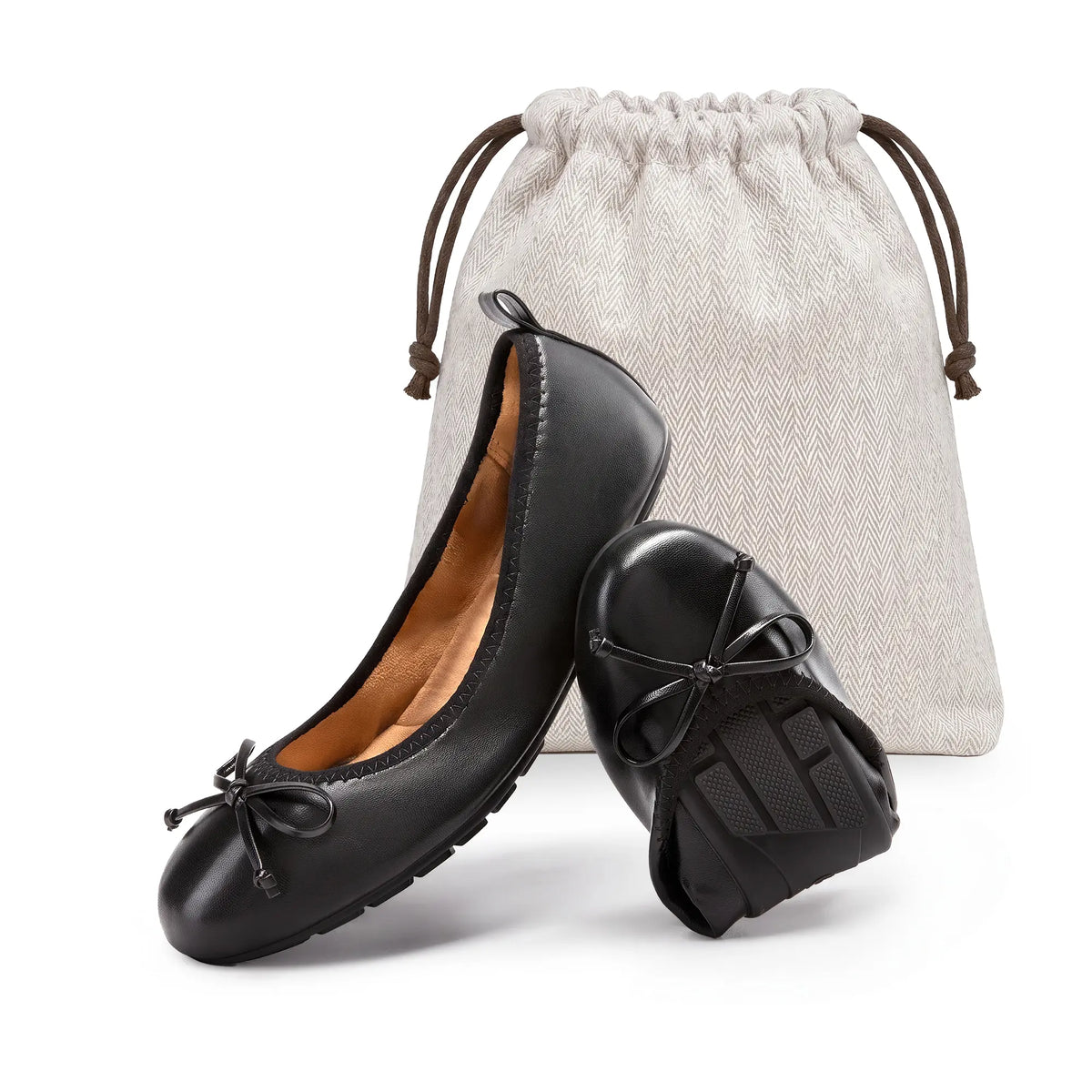 Women's Foldable Ballet Flats with Bow Detail and Round Toe [YQT:ULO-260917-005:8dbcd51c4588f077]