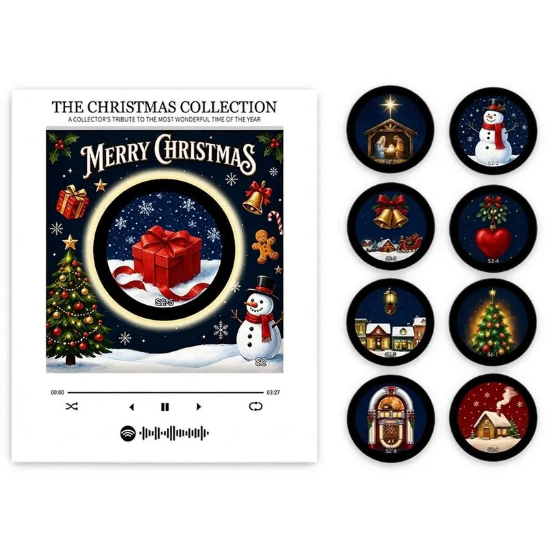 Christmas Music Player Fridge Magnet with Nine Decorative Record Discs [YQT:AS-261004-009:db98db5edc789c23]