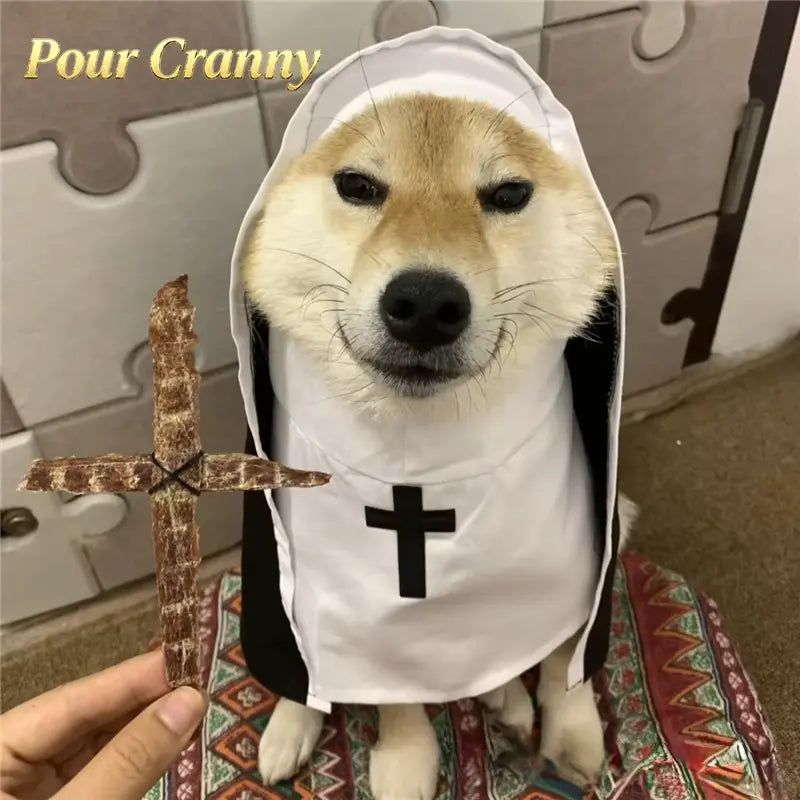 Black and White Hooded Nun Costume for Cats and Small to Medium Dogs [YQT:AS-261006-002:6939495f4f625698]