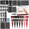 Temporary Tattoo Cone Kit with Floral, Mandala and Decorative Stencils [YQT:ULO-260920-005:5318b1a496d32b36]