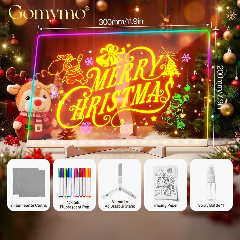 Light-Up LED Drawing and Message Board with Colored Markers and Adjust ...