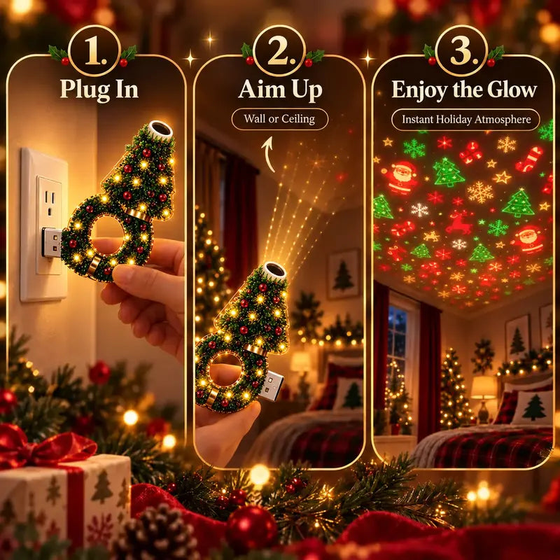 Christmas Tree and Wreath USB LED Projector Night Light with Holiday Patterns [YQT:AS-261004-003:f4681ed265a214e8]