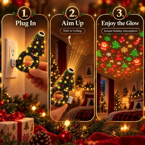 Christmas Tree and Wreath USB LED Projector Night Light with Holiday Patterns [YQT:AS-261004-003:f4681ed265a214e8]
