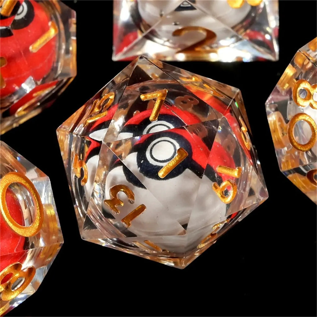 7-Piece Polyhedral Dice Set with Red and White Ball Cores [YQT:AS-261012-002:8254d64cc3ae5bb7]