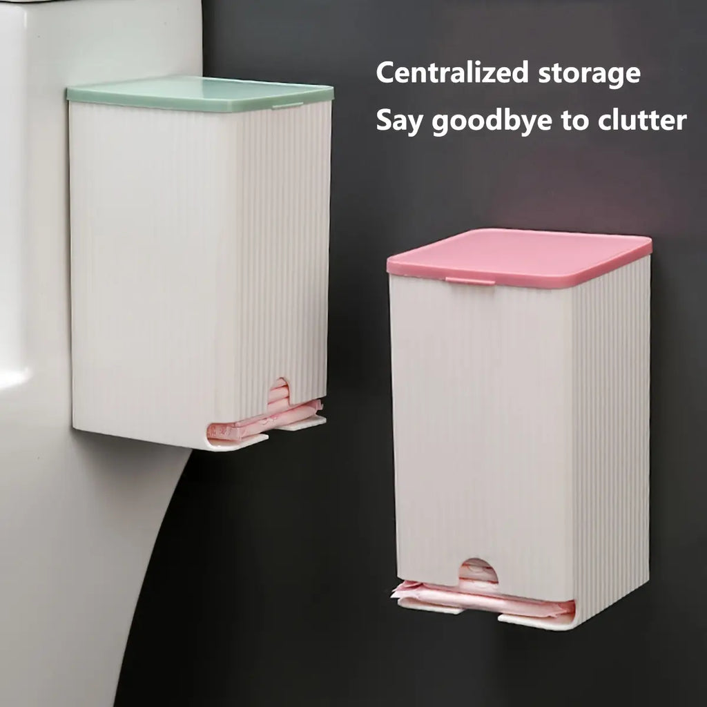 Wall-Mounted Sanitary Napkin Storage Box with Pastel Lid and Bottom Opening [YQT:AS-261008-006:56f232e31bdca11b]