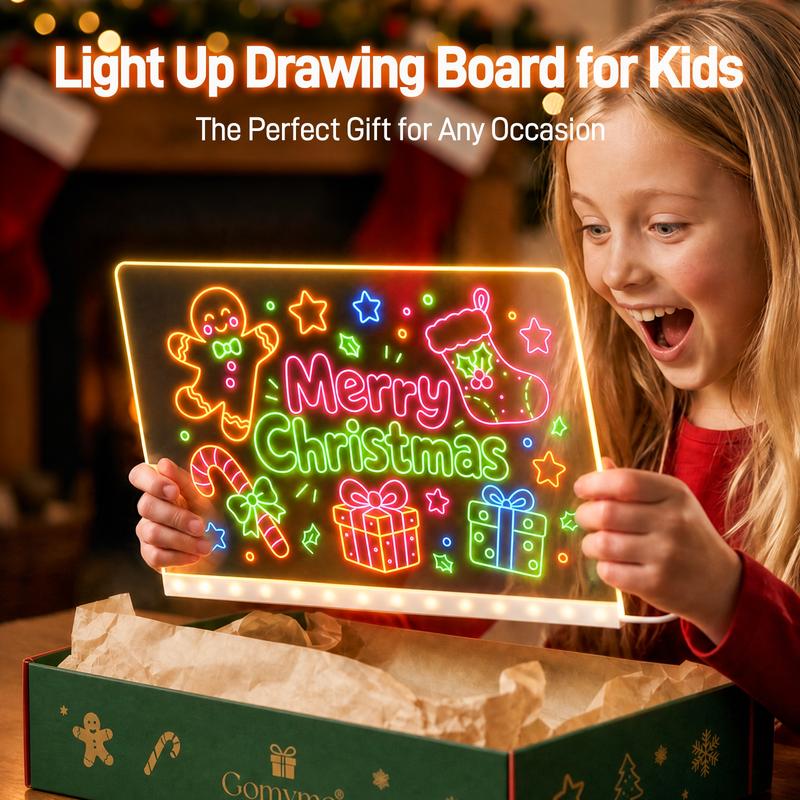 Light-Up LED Drawing and Message Board with Colored Markers and Adjust ...