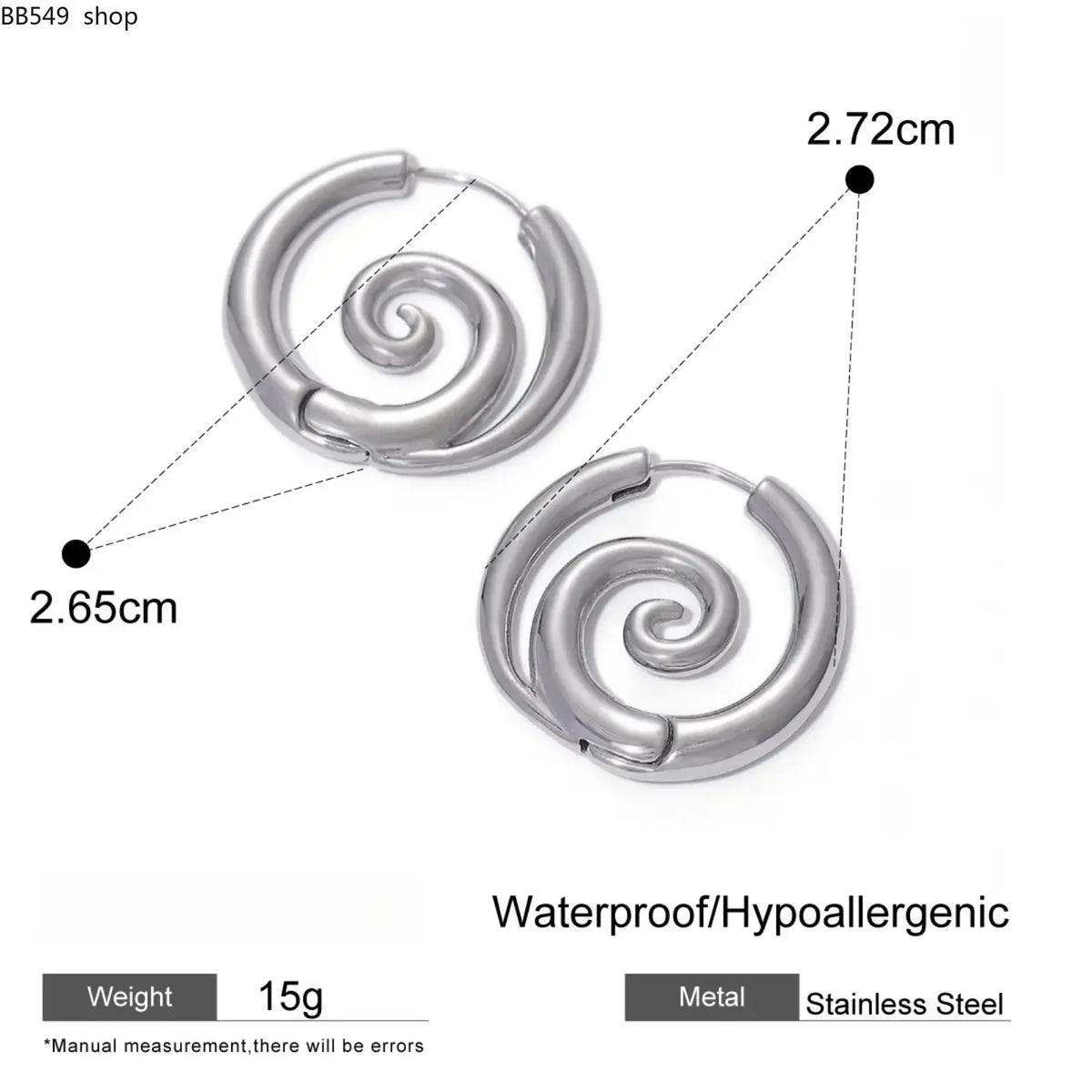 Stainless Steel Spiral Hoop Earrings in Gold and Silver Tones [YQT:ULO-260917-006:28ee82bd1c60c8cb]