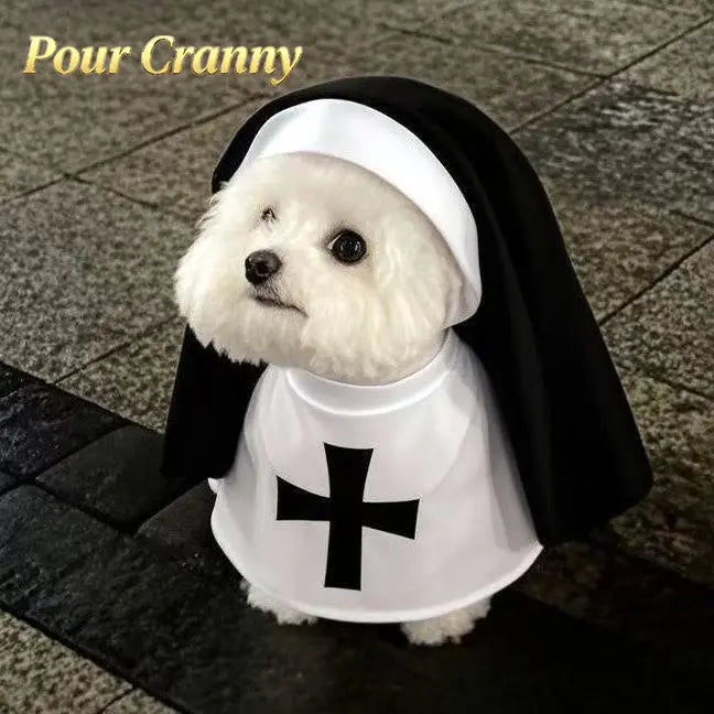 Black and White Hooded Nun Costume for Cats and Small to Medium Dogs [YQT:AS-261006-002:a7479822498abdbb]