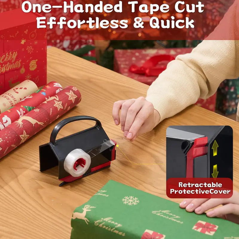 Dual Use Wrapping Paper Cutter and Tape Dispenser with Carry Handle [YQT:AS-261004-005:3d44a34ff3f8089f]
