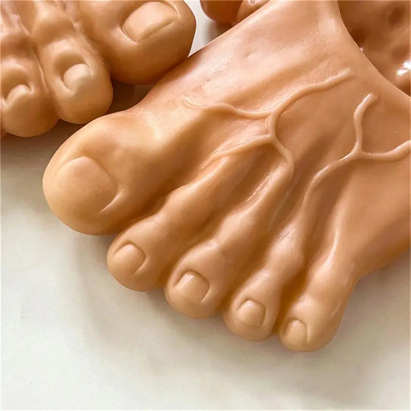 Novelty Foot Shaped Slide Sandals with Sculpted Toes and Vein Details [YQT:AS-261012-001:865a6a5b60483cef]