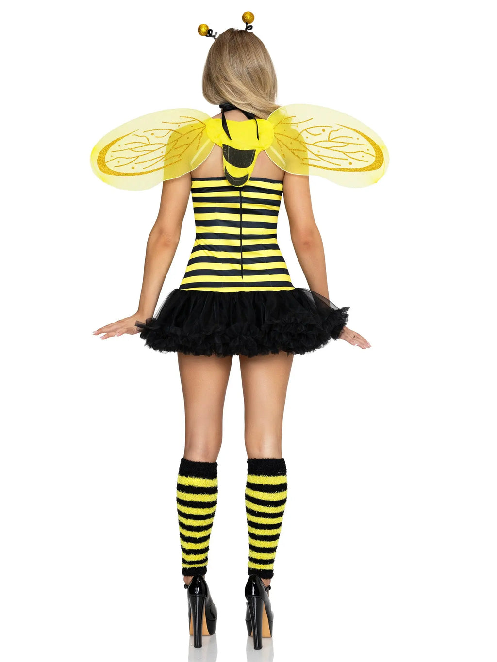 Women's Black and Yellow Daisy Bee Costume with Wings [YQT:ULO-260920-002:9f5333ffab6e0c87]