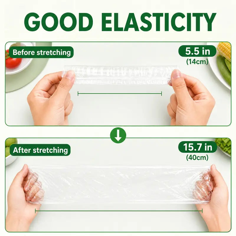 100 Piece Clear Elastic Food Covers for Bowls, Plates and Cut Fruit [YQT:AS-260930-001:d19b89cdeea9980f]