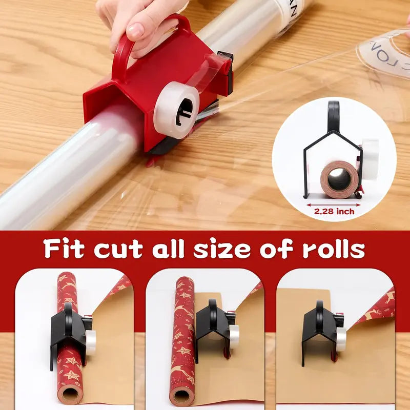 Dual Use Wrapping Paper Cutter and Tape Dispenser with Carry Handle [YQT:AS-261004-005:89ecbdfb717598e0]
