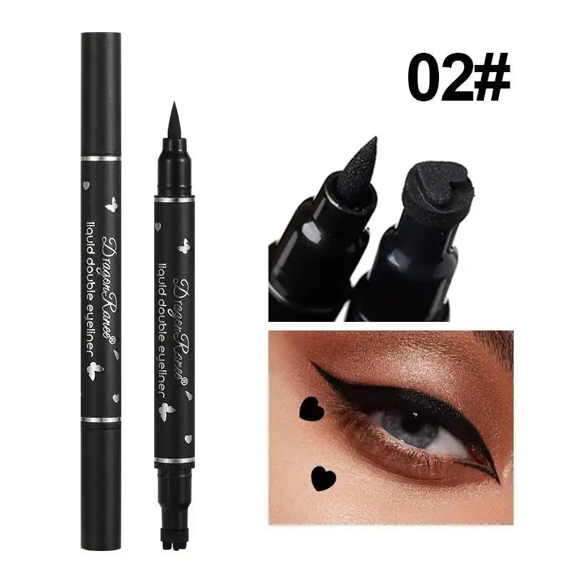 Black Double-Ended Liquid Eyeliner Pen Set with Decorative Makeup Stamps [YQT:AS-261011-002:277d70c6079f85ae]