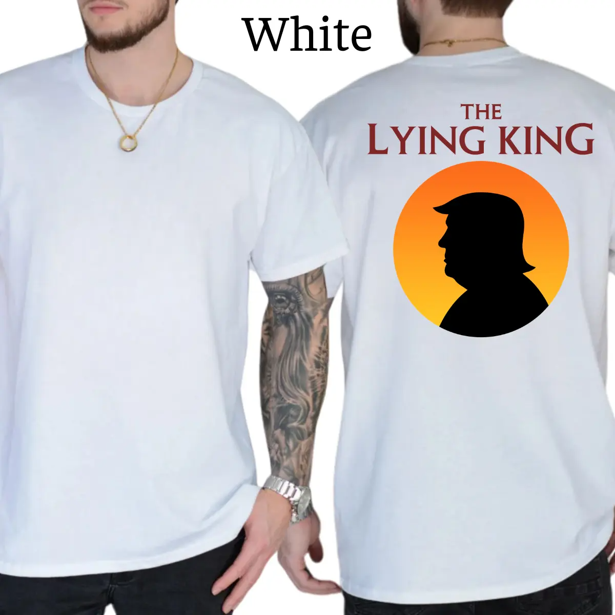 The Lying King Silhouette Graphic T-Shirt with Sunset Circle Back Design
