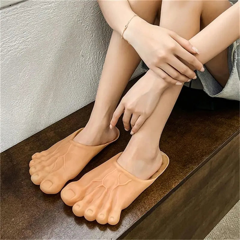 Novelty Foot Shaped Slide Sandals with Sculpted Toes and Vein Details [YQT:AS-261012-001:f6ff627d33ecc3d4]