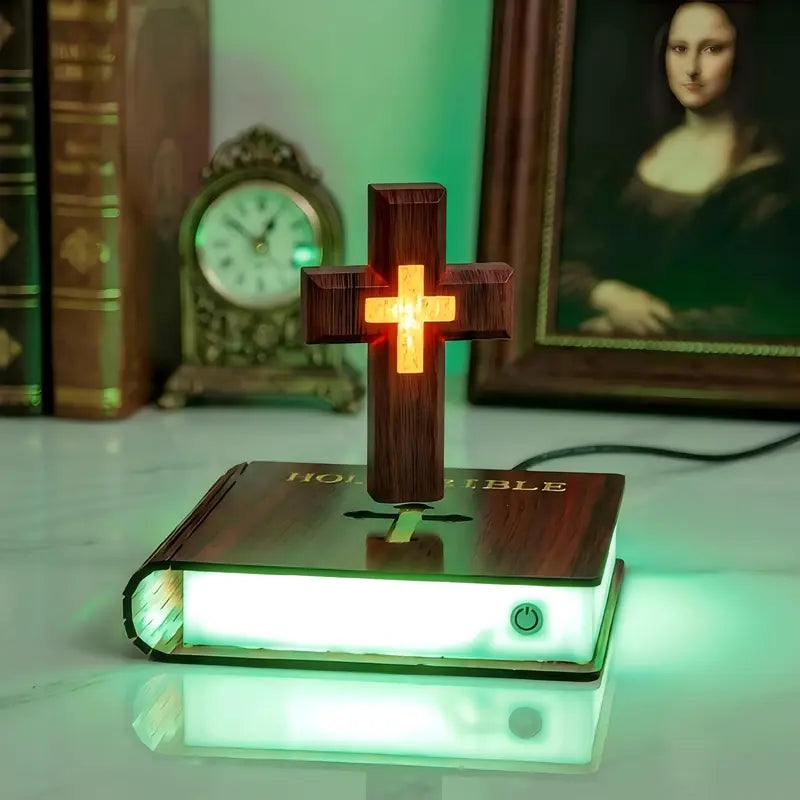 Floating Cross LED Decorative Light with Bible Style or Starry Base [YQT:AS-261004-010:b5cff2f1e030ecbc]