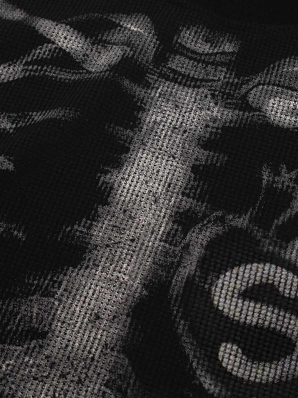 X-Ray Skeleton Rib Cage and Arm Bone Graphic Long Sleeve Crewneck Top