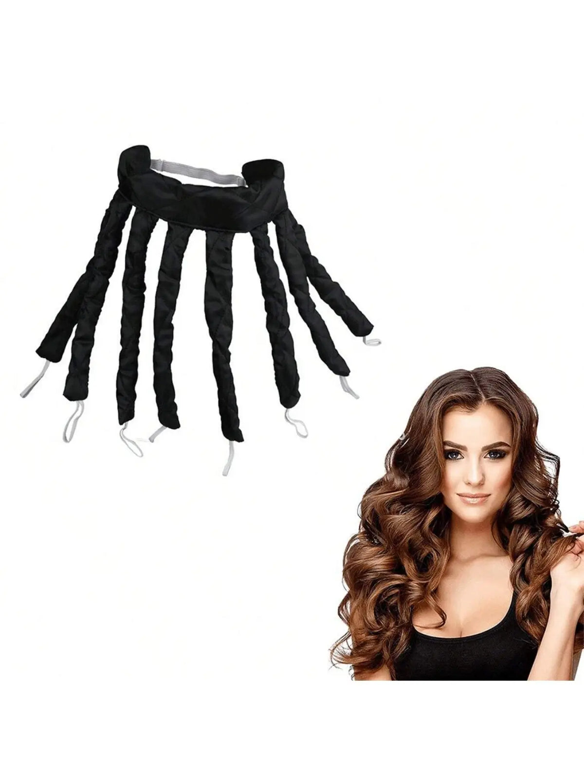 Eight Rod Heatless Hair Curling Headband with Buckle and Elastic End Loops [YQT:AS-261005-001:3eee280f147032d1]