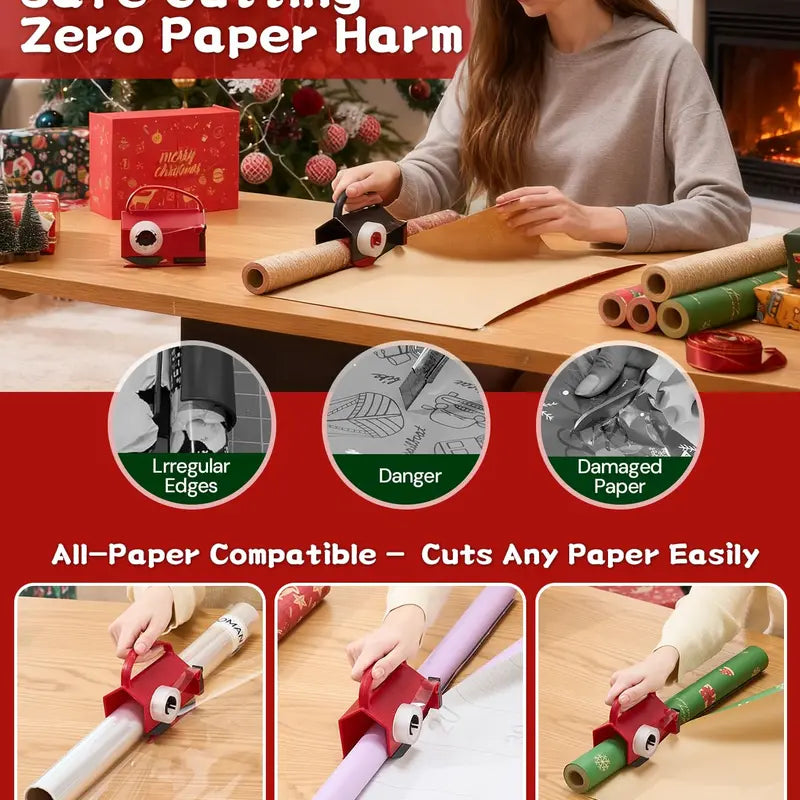 Dual Use Wrapping Paper Cutter and Tape Dispenser with Carry Handle [YQT:AS-261004-005:079857076ef2ce85]