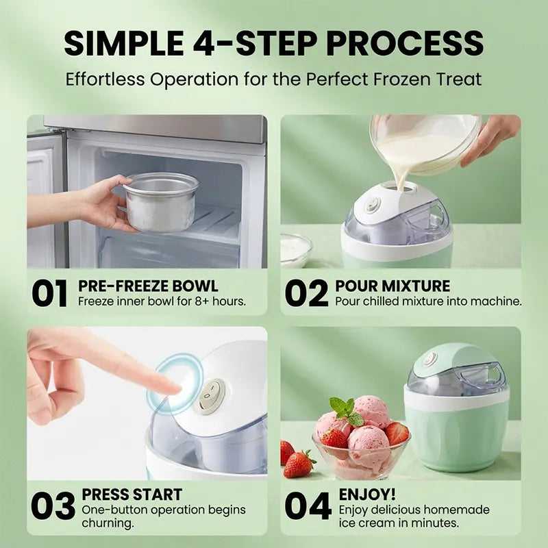 Mini Electric Ice Cream Maker with One-Touch Operation in Pastel Colors [YQT:AS-261004-001:dea888920254f2d3]