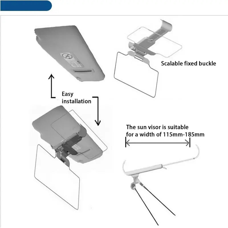 2-in-1 Car Sun Visor with Yellow and Gray Panels and Adjustable Clip [YQT:AS-261009-002:a207206afd016e71]