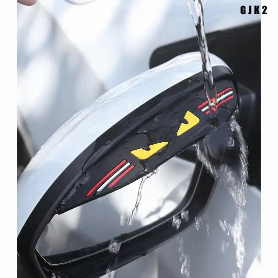 Car Side Mirror Rain Visor with Decorative Graphics and Stripe Accents [YQT:AS-261006-008:23104dfd7cebfbbe]