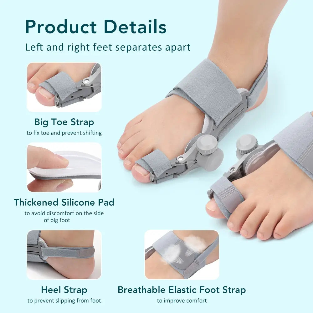Adjustable Gray Big Toe Support Brace with Dial and Secure Straps [YQT:AS-261010-004:67fb8d2ea700fde8]