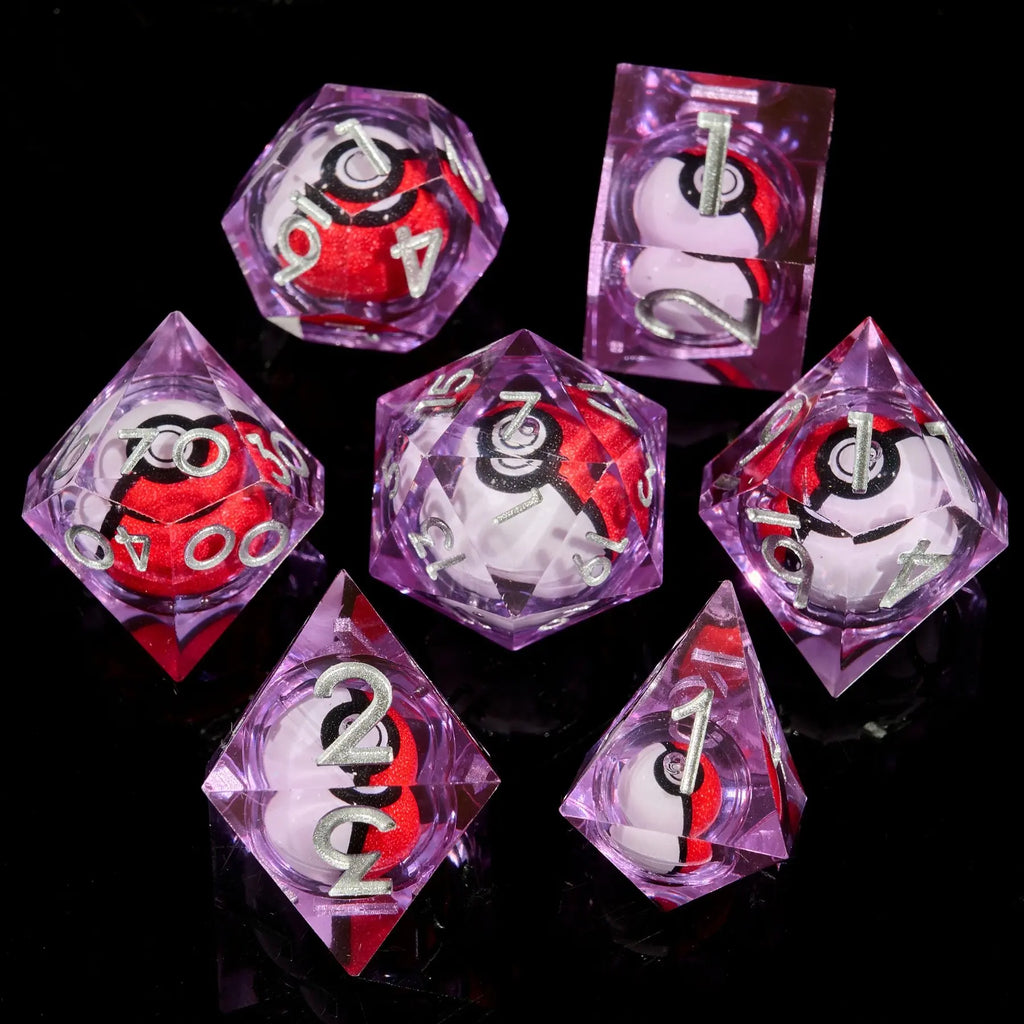 7-Piece Polyhedral Dice Set with Red and White Ball Cores [YQT:AS-261012-002:cf33a65454a24b2d]
