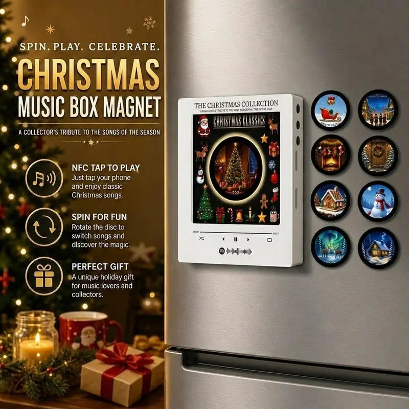 Christmas Music Player Fridge Magnet with Nine Decorative Record Discs [YQT:AS-261004-009:573fc04e1edce807]