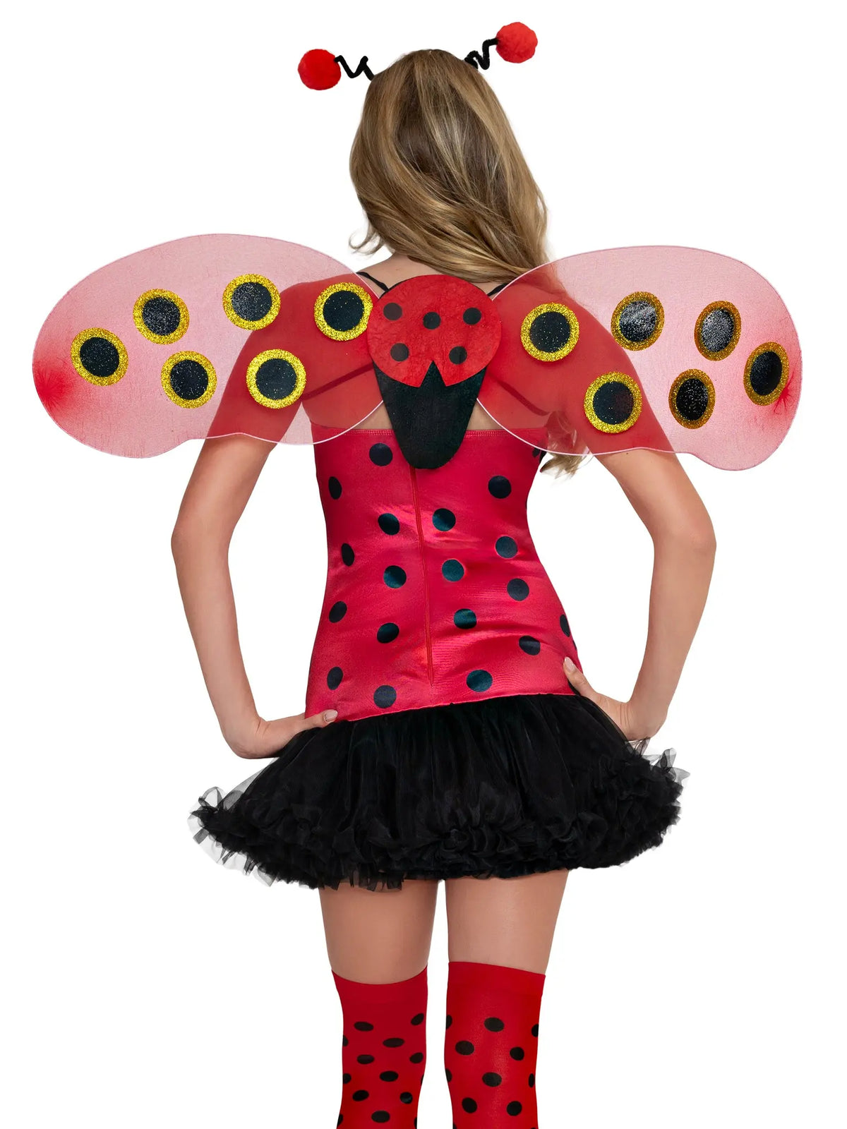 Women's Red and Black Polka Dot Bug Costume with Wings [YQT:ULO-260920-001:7926ba291320588a]