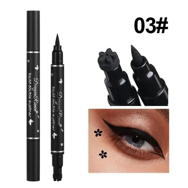 Black Double-Ended Liquid Eyeliner Pen Set with Decorative Makeup Stamps [YQT:AS-261011-002:3f0dc52ce070dacf]