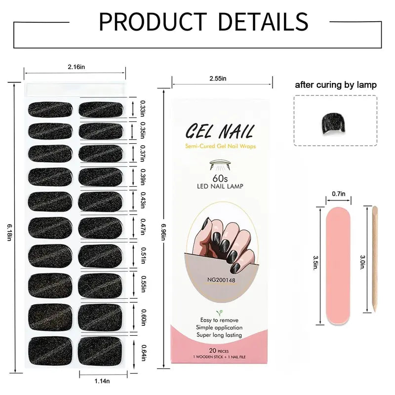 Semi-Cured Gel Nail Wraps in Solid Colors, Glitter and Patterned Designs [YQT:AS-261008-003:94194ac83bf0cfd1]