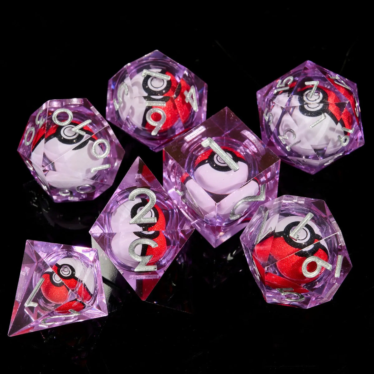 7-Piece Polyhedral Dice Set with Red and White Ball Cores [YQT:AS-261012-002:06e4e7bd6780b9e1]