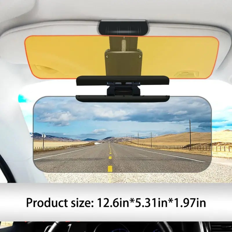 2-in-1 Car Sun Visor with Yellow and Gray Panels and Adjustable Clip [YQT:AS-261009-002:bc5bbb8acc63892c]